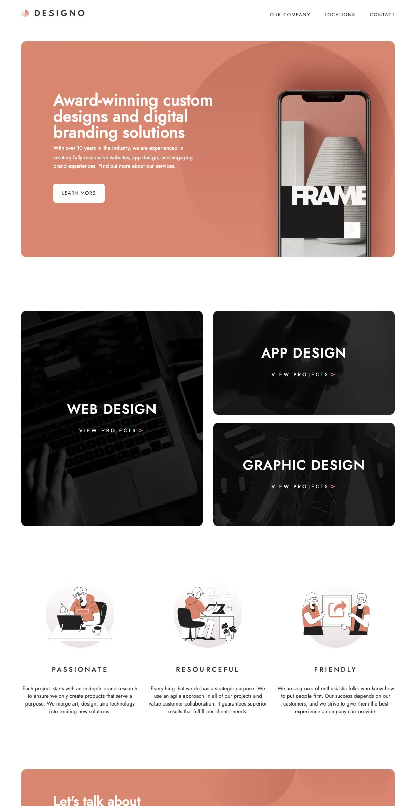 designo webpage